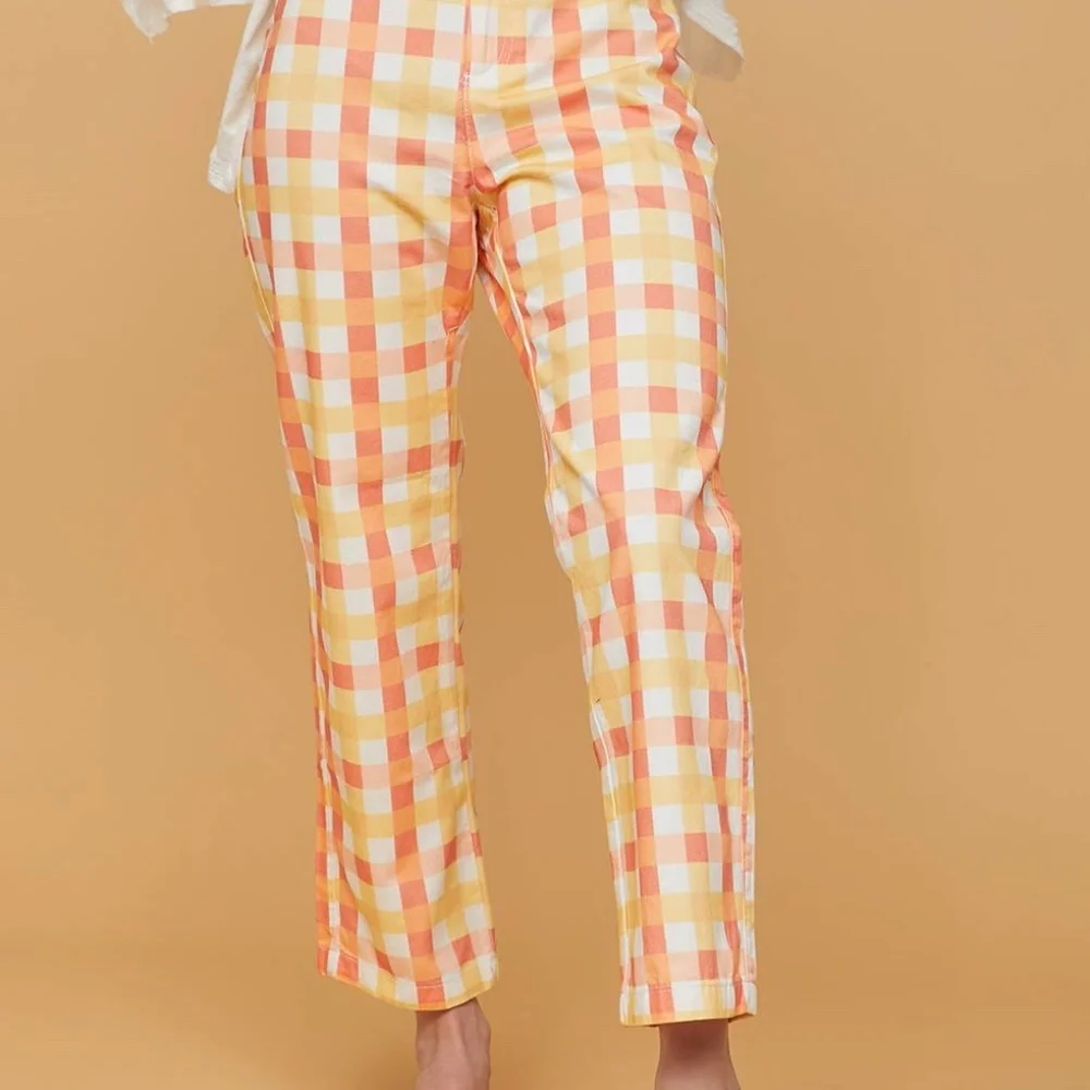 NEW Free People Women's She's All That Plaid Crop ANKLE High Waist Pants NWT - Picture 2 of 9